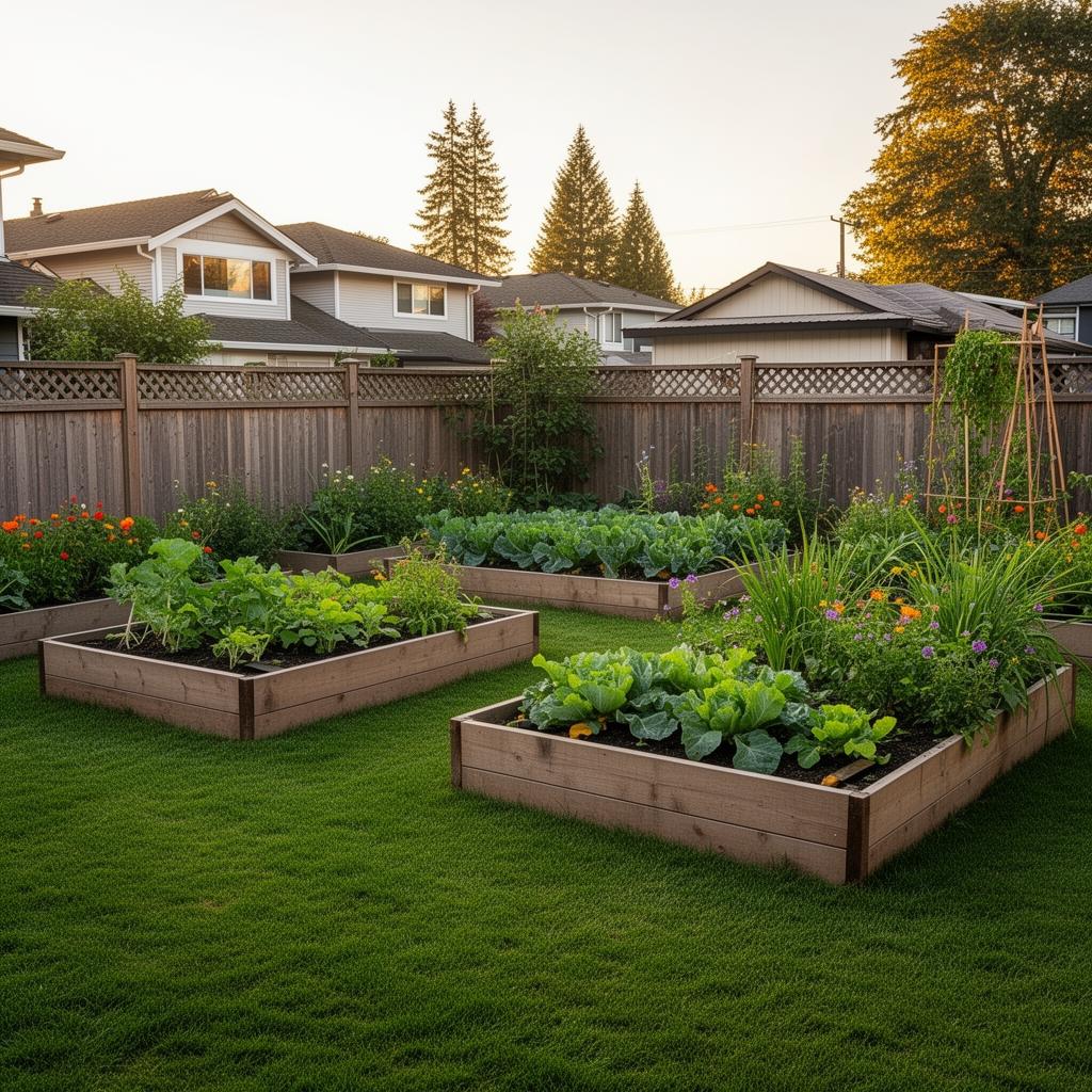 Backyard raised garden beds in Dunbar, Vancouver